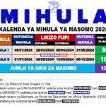Mihula Ya Masomo 2024/2025 Awali, Msingi Na Secondary
