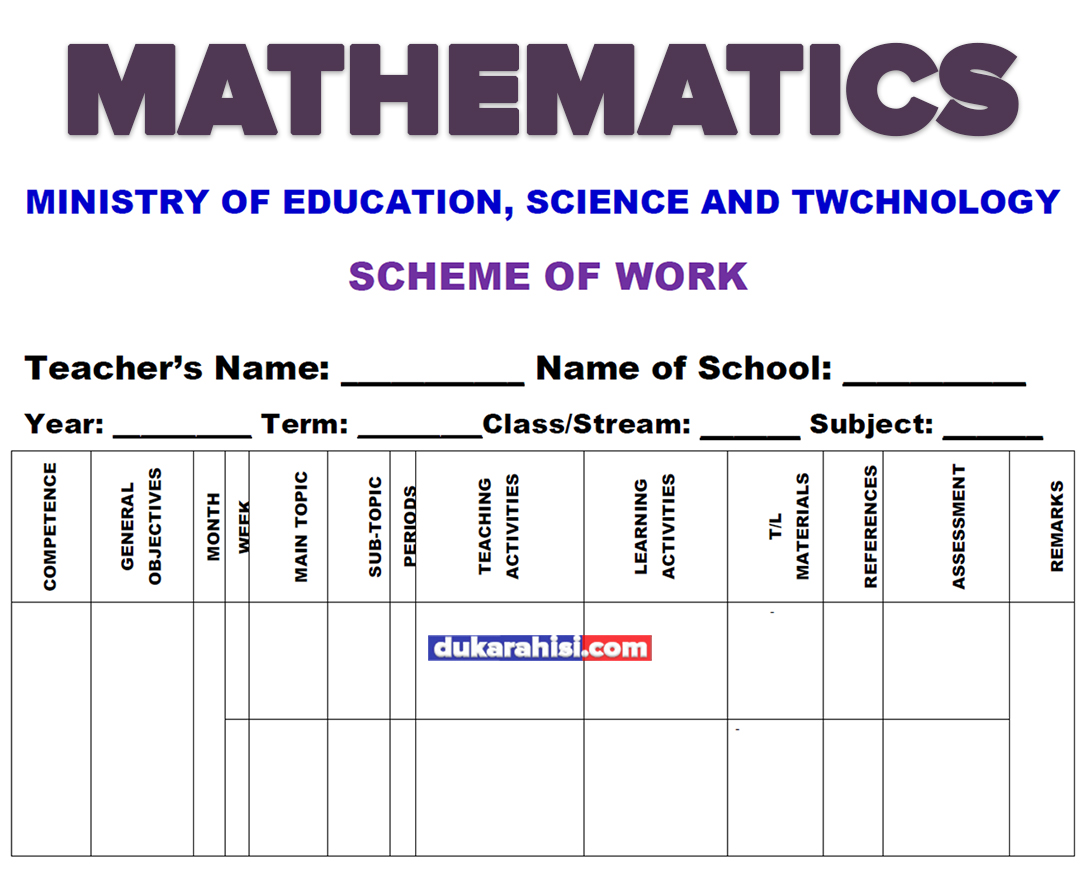 Mathematics Schemes Of Work For 2024 Form 1-4 Free Download Mathematics Schemes Of Work 2024 Form 1 - 4 Download Free